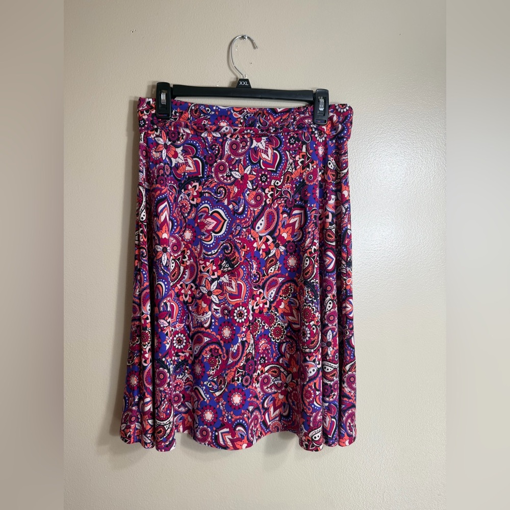 LuLaRoe Pink and Blue Paisley A-Line Skirt